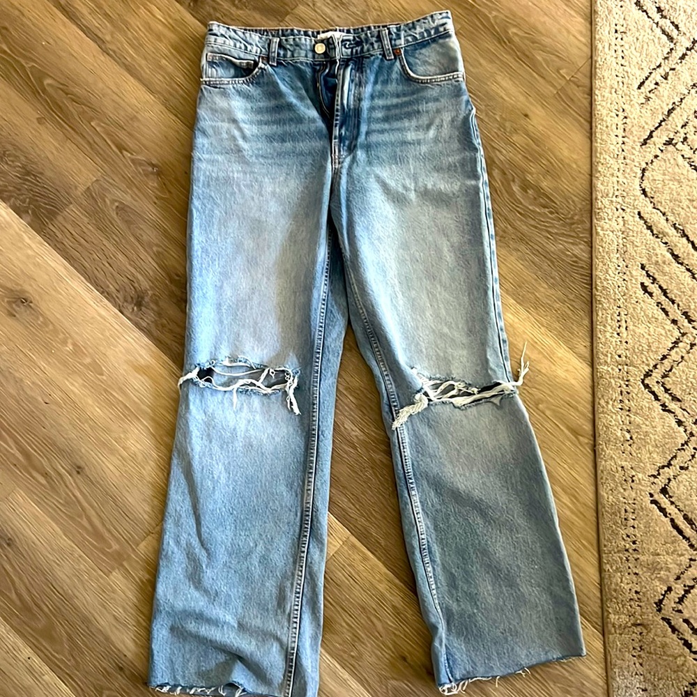 ZARA HIGH RISE WIDE LEG JEANS